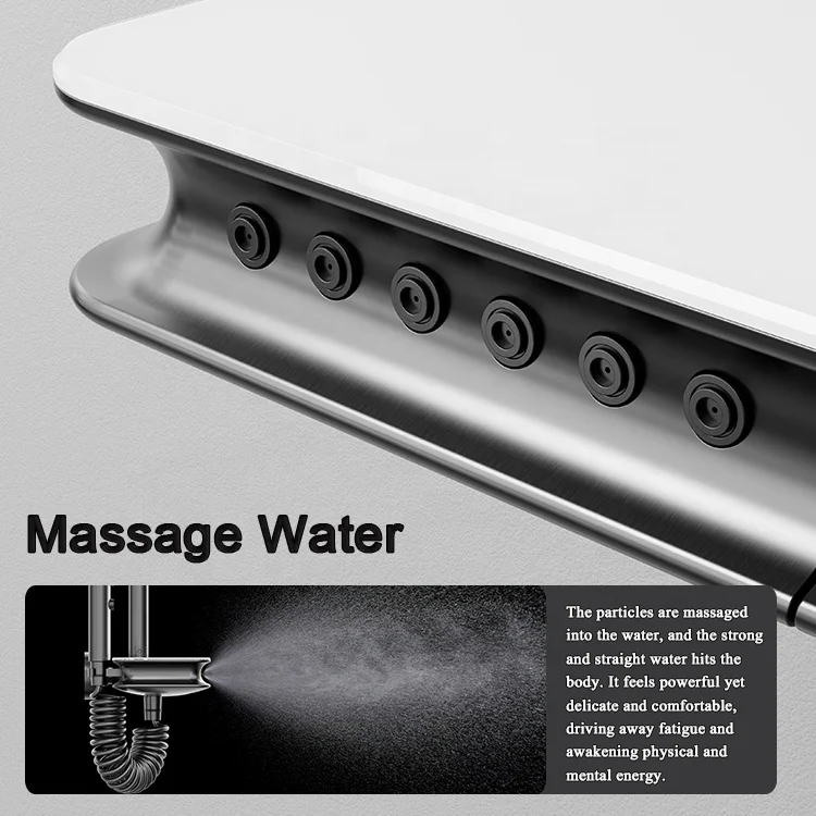 Digital Display Smart Mixer with LED Light 6 Function Piano Button Shower Gun Metal Thermostatic Shower Set