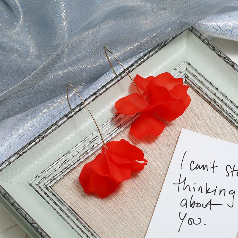 2020 New Korea Style Fashion Pressed Flower Earring Hook Dangle Long Earrings