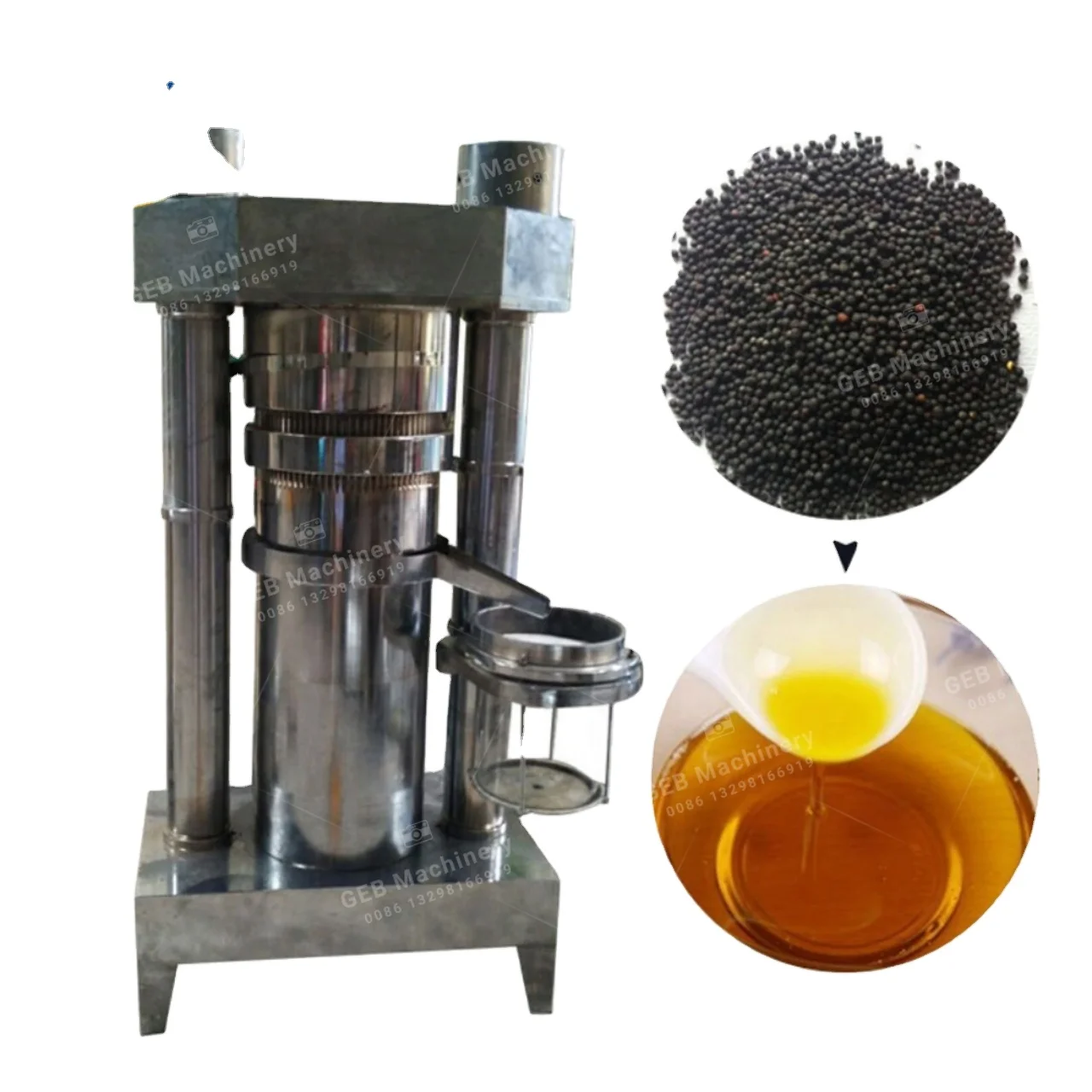 Portable small horizontal household hydraulic cocoa oil squeezer for cold pressing