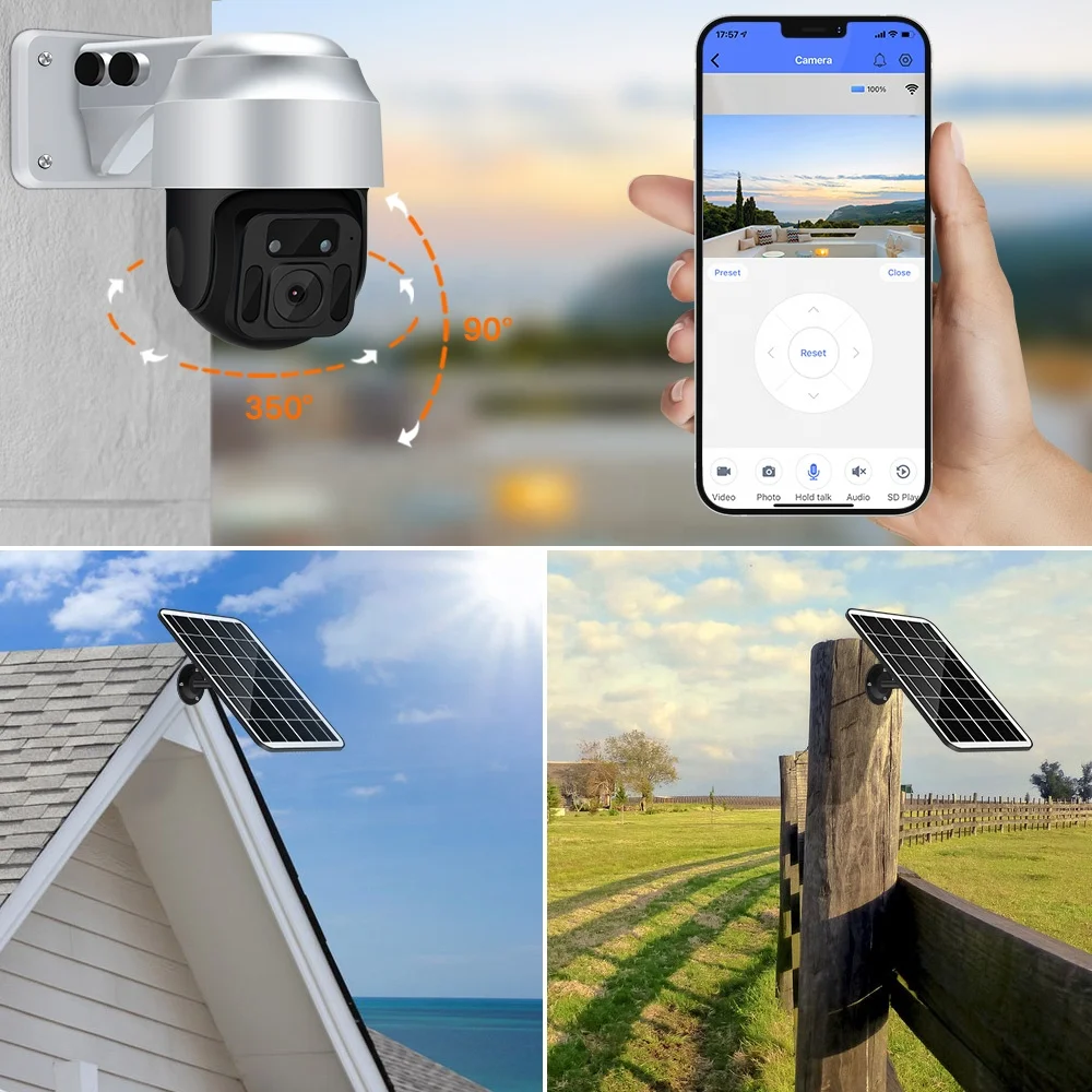 Маленькая инфракрасная беспроводная камера видеонаблюдения 1080p wifi ночного видения на солнечной батарее 4g