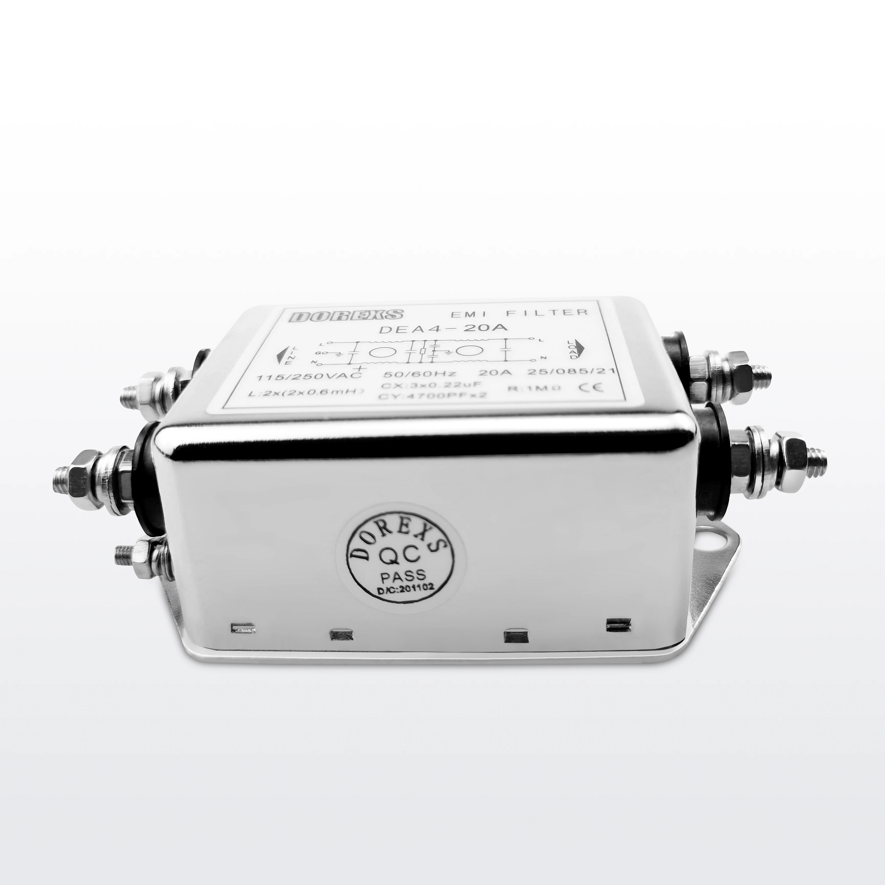 DOREXS high performance low pass single phase power emi filter 3A 6A 10A 20A noise filter 220v