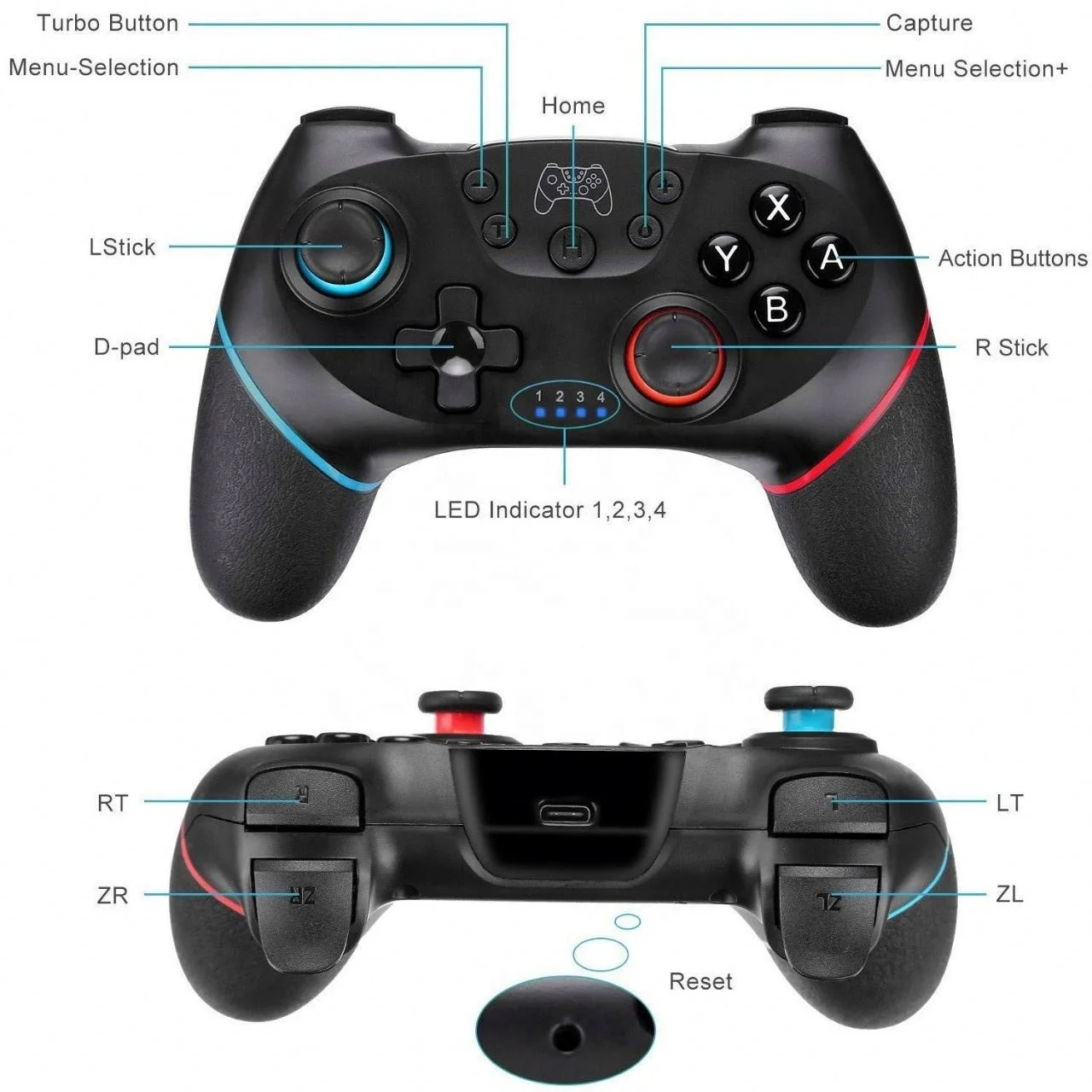 
Wireless Blue tooth Gamepad for Nintend Switch Pro NS-Switch Pro Game Joystick Controller for Switch Console with 6-Axis Handle 