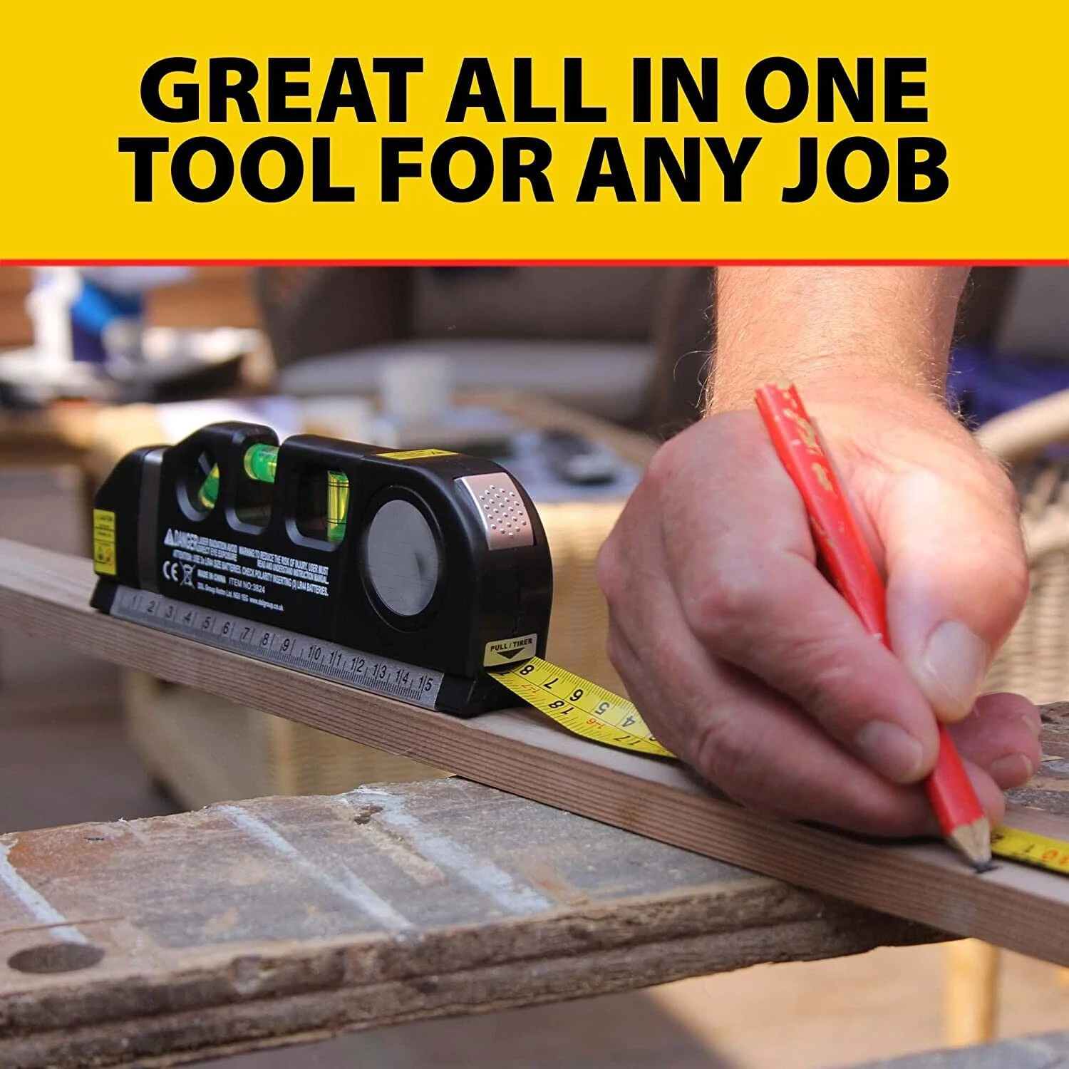 8 in 1  Multi Purpose Laser Level-3X Spirit Levels -3X Red Laser Pointer