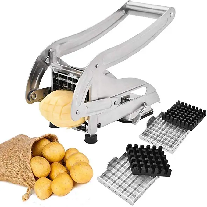 
Commercial food grade manual vegetable tools potato chips cube slicer stainless steel Potato french fry cutters with suction pad 