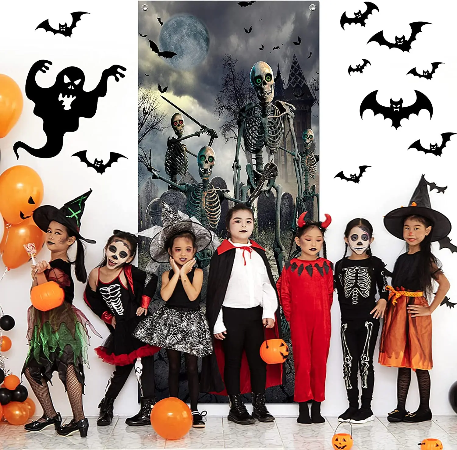 Scary Halloween Event Banner Decoration Waterproof and Biodegradable Door Cover for Halloween Party