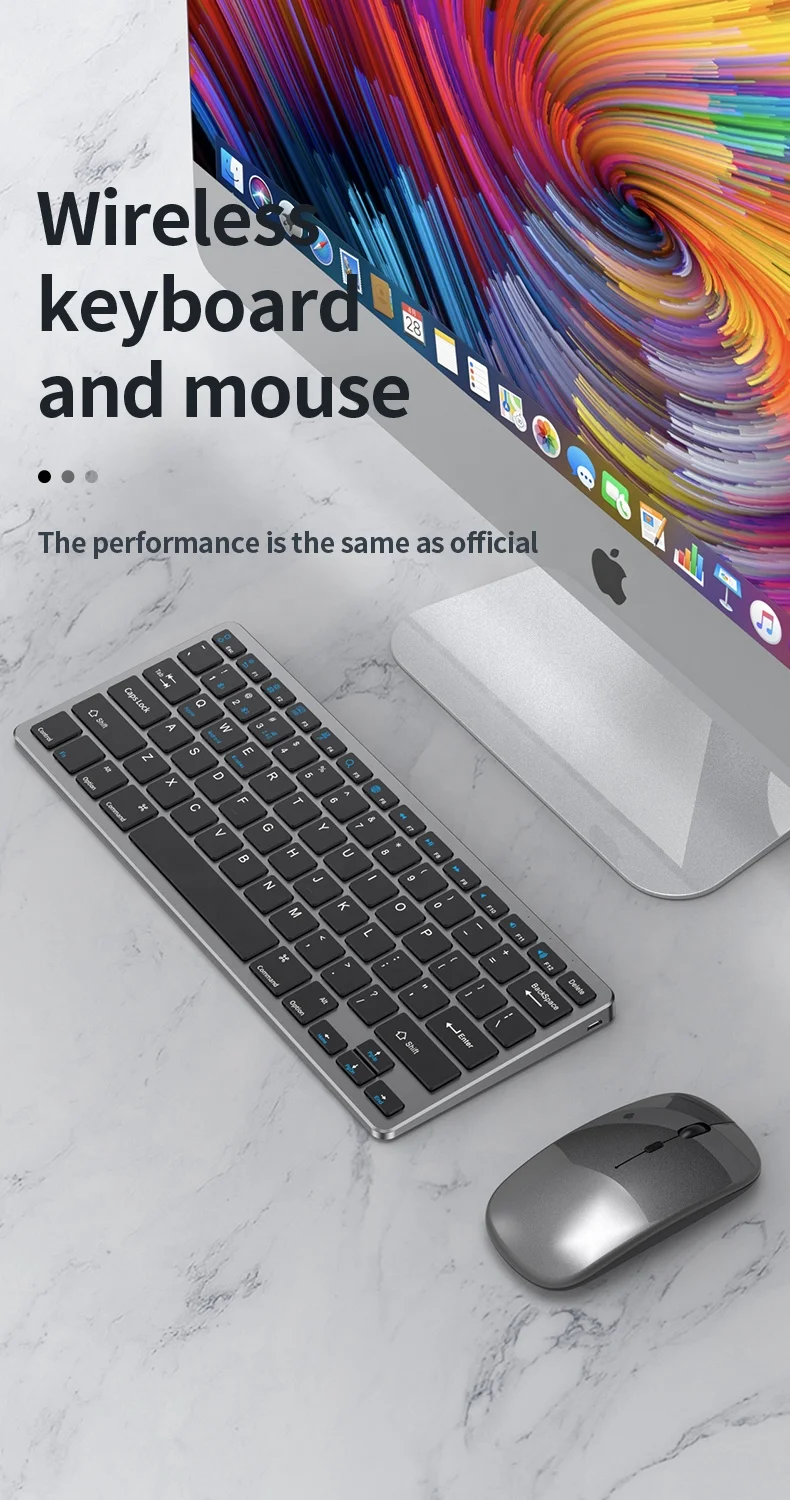 2.4Ghz portable slim rechargeable BT wireless keyboard and mouse Combo Keyboard and mouse set wireless for tablet pc