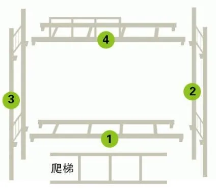 Army Heavy Duty Metal Frame University Dormitory Staff Use Dormitory Bunk Bed