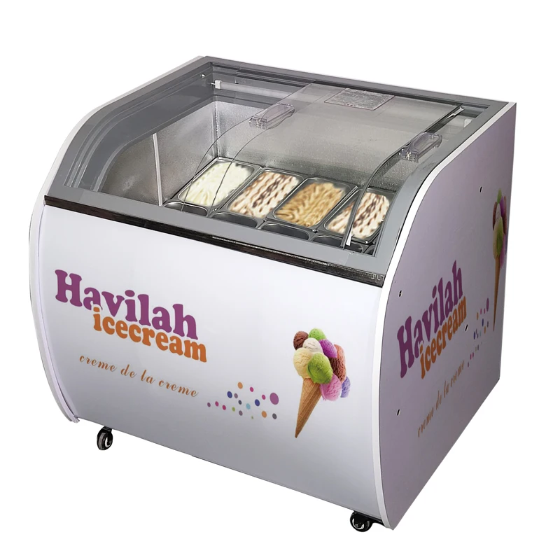 LVKE Ice cream display cabinet 12 pans gelato freezer beautiful new design
