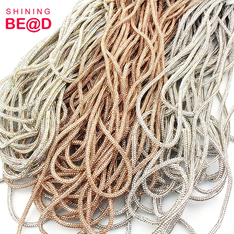 2023 Fashion Sparkling Crystal Cotton Rope Rhinestone Trim For Pants Hoodie Shoelace Bag Drawstring Cord DIY Garment Accessories