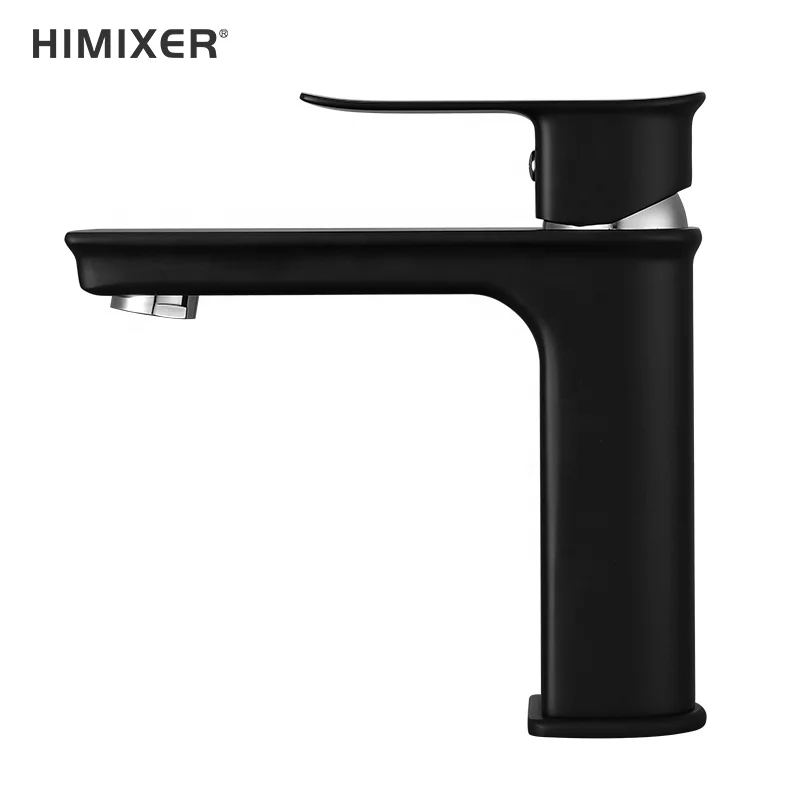 Himixer modern style excellent quality bathroom mixer tap single lever matte black brass basin faucet