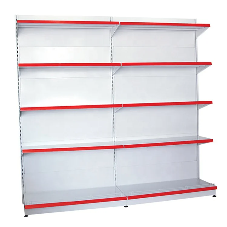 Double Surface Metal Steel Gondola Shelving Rack for Supermarket Retail Display Snacks