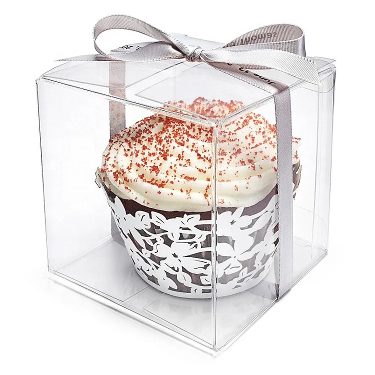 Customized size 2 inches 4 inches 6 inches square transparent folding PET PVC acetate cover box packaging