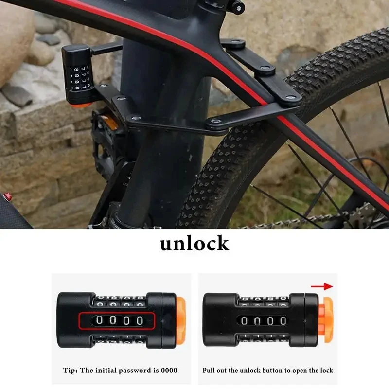 Bicycle Lock Anti-Theft Foldable Bike Lock MTB Road Bike Password Padlock High Security Electric Scooter Lock Bicycle Accessory