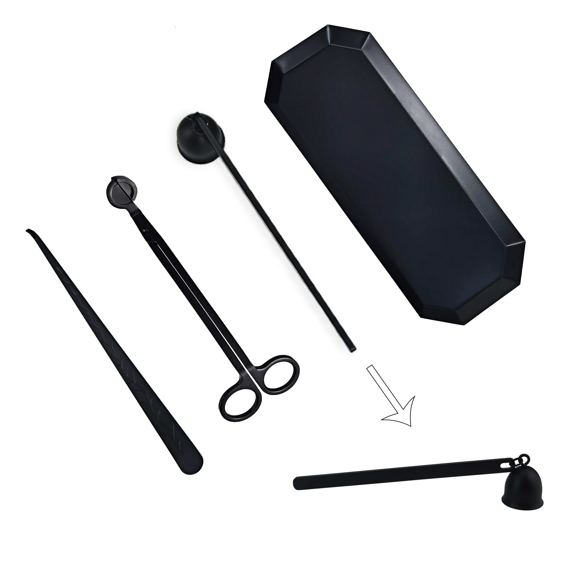 4-Piece Set of Premium Candle Accessories Extinguishing Cover Wick Scissors Extinguishing Hook Rhombus Storage Tray
