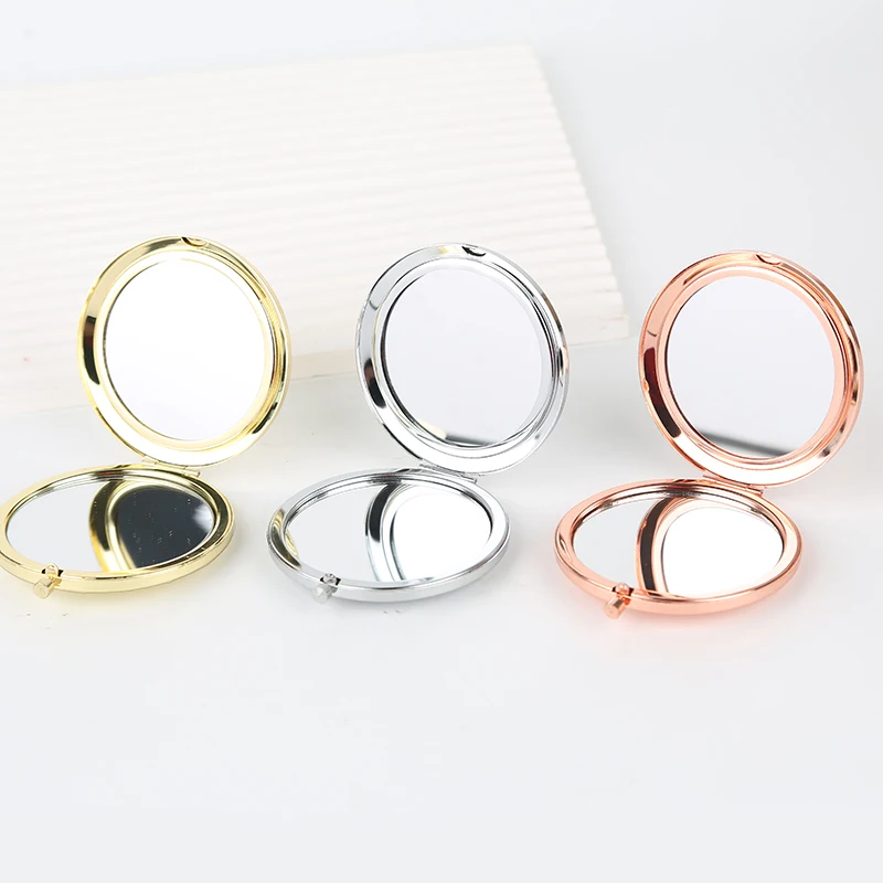 Portable Travel Gift 1x/2x Magnifying Metal Makeup Mini Folding Handheld Gold Compact Mirror Small Mirror for Purse