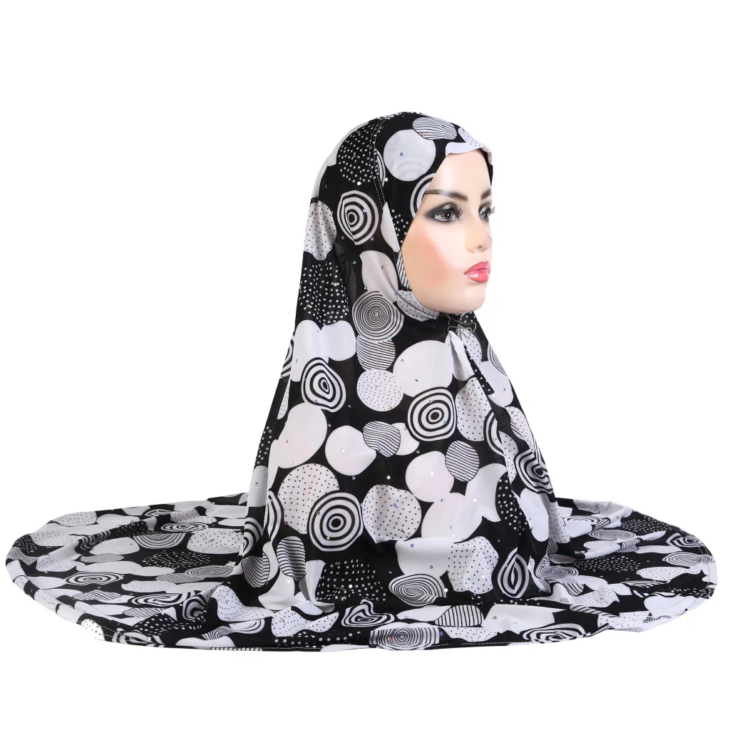 New Ribbed Jersey Malaysia Hijabs Scarf Crepe Hot Selling Printed Instant Hijab