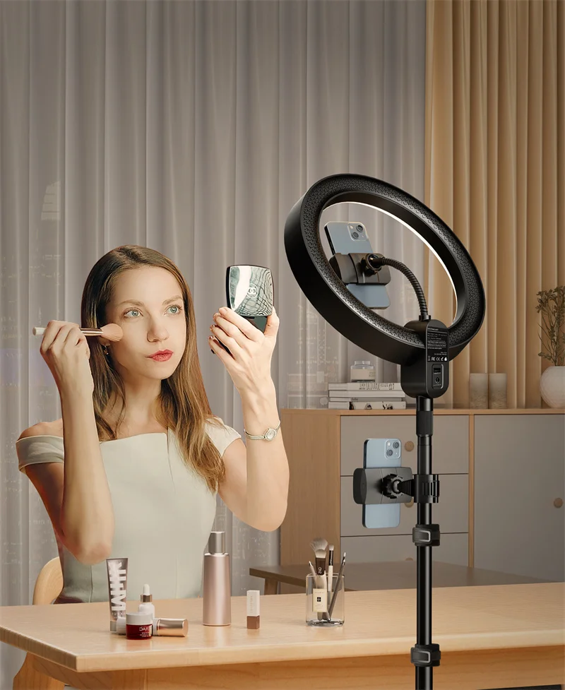Bluetooth Control Led Selfie Ring Light with Adjustable Tripod Stand Live Streaming Equipment Floor Light for Youtube Tiktok