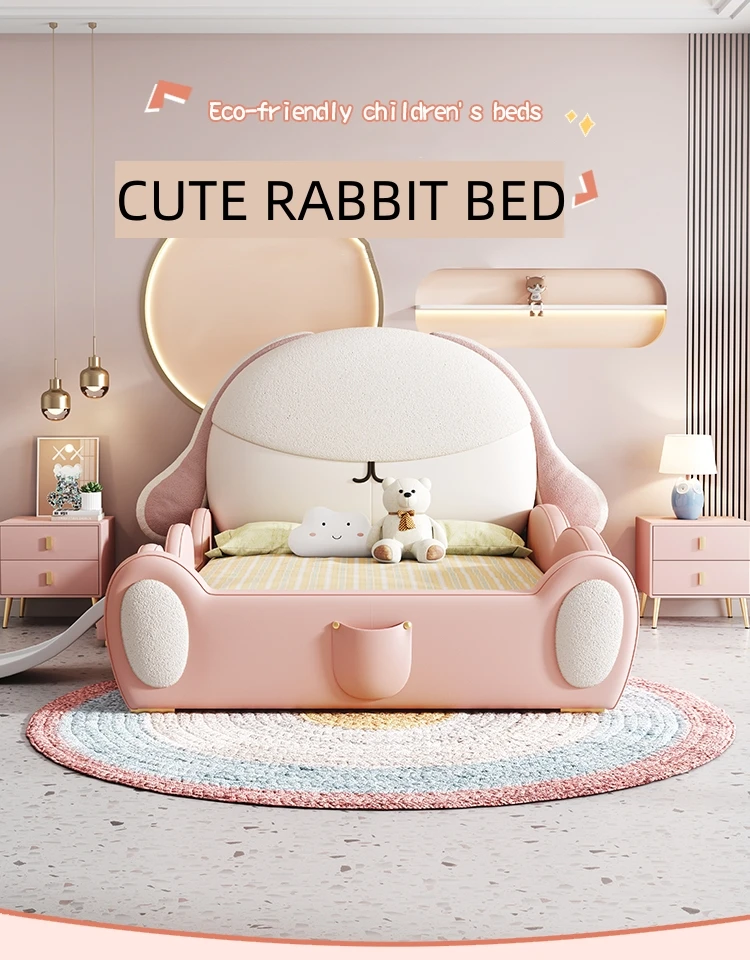 Modern Kids Bed Furniture Cartoon Design Double Bed With Storage Slide