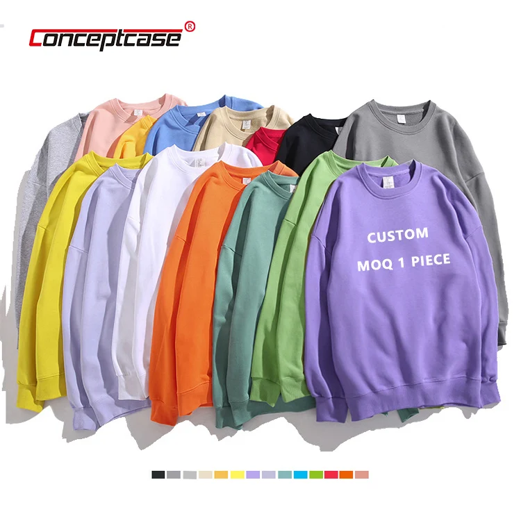 Custom Jogging Sudadera French Terry 100% Cotton Unisex Jogger Sweatsuit Blank Cotton Streetwear Oversized Crewneck Sweatshirt