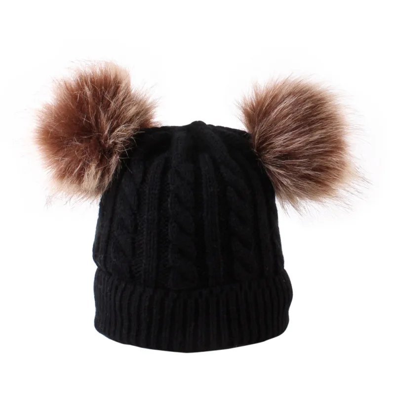 
Wholesale Winter Kids Hat Knit Wool Cross Little Baby Hat with Pom 