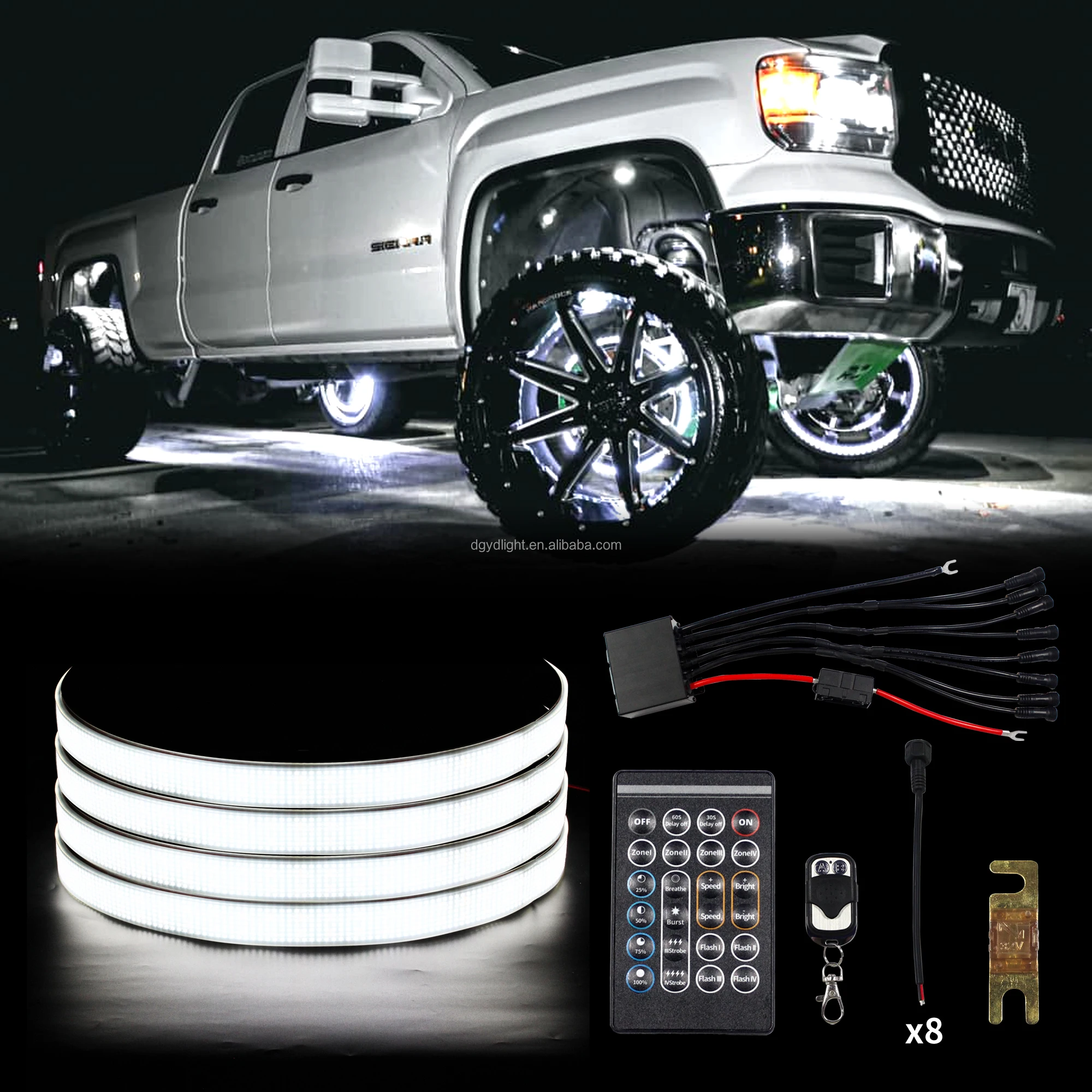 High Power 1000W Wheel Rock Light Controller Dual Remotes Single Wheel Separately Controlled Breathe Burst Strobe Functions