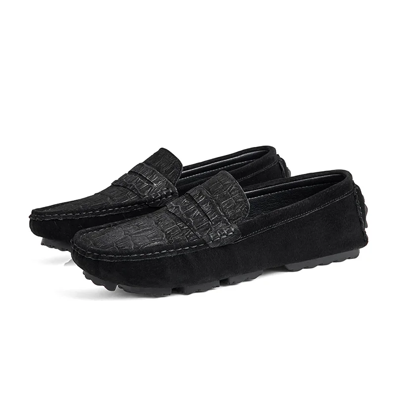 
 Alligator Pattern Spring Genuine Leather Moccasins Slip on Loafer Shoes for Fashion Men  