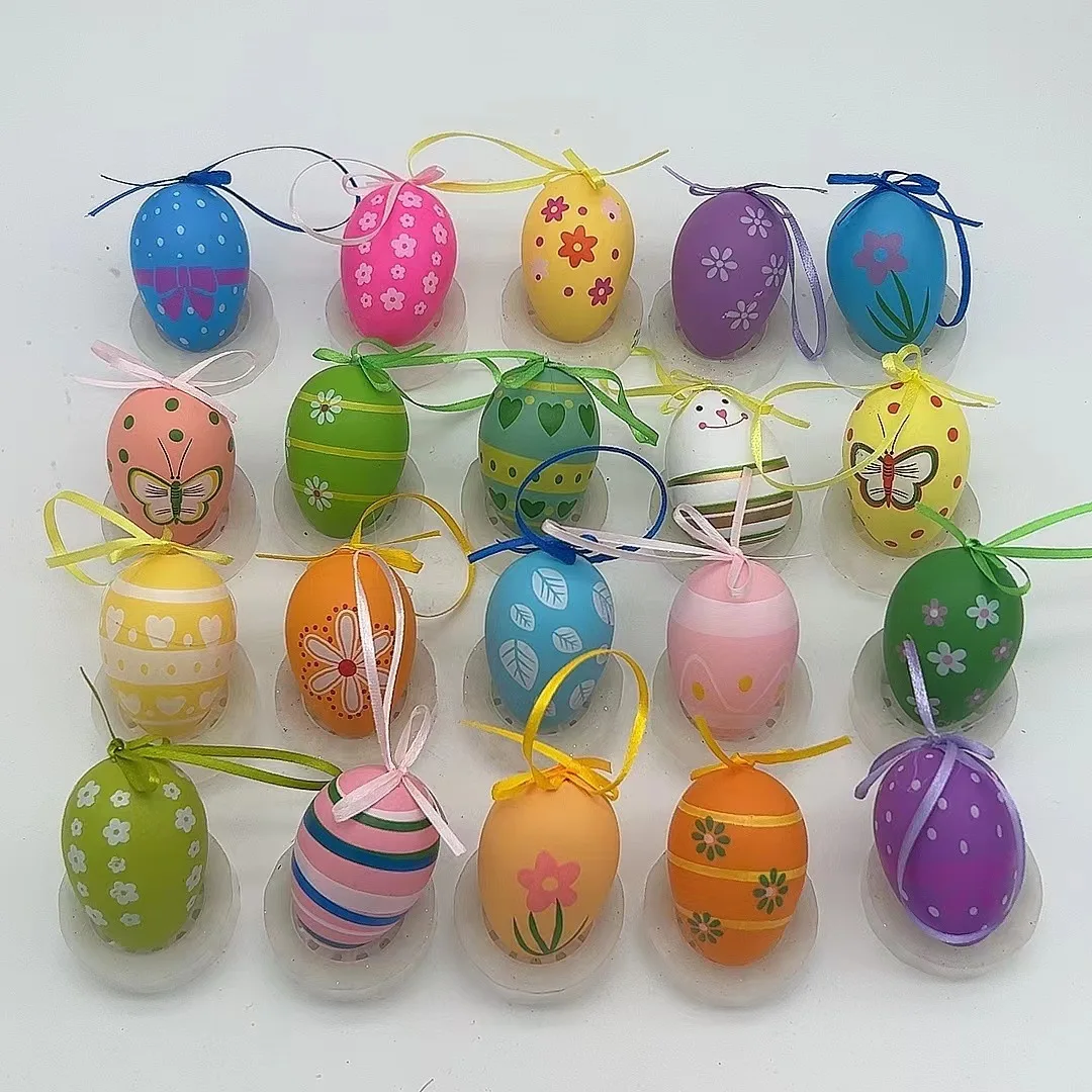 Easter Egg Pattern Party Decorations Factory Stocked Artificial Plastic Inflatable Eggs Home Wedding Hand-Painted Festive Appeal