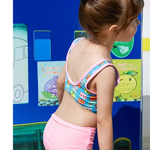 Kids swimwear cartoon cat cute print girls swimsuit kawaii one piece beachwear bathing suit high cut monokini for children