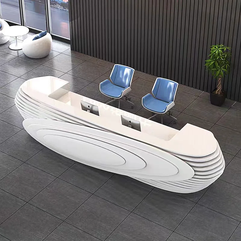 Office Furniture Arc Shape Counter Front Desk Beauty Salon Modern White Reception Desks High Quality Modern Front Counter
