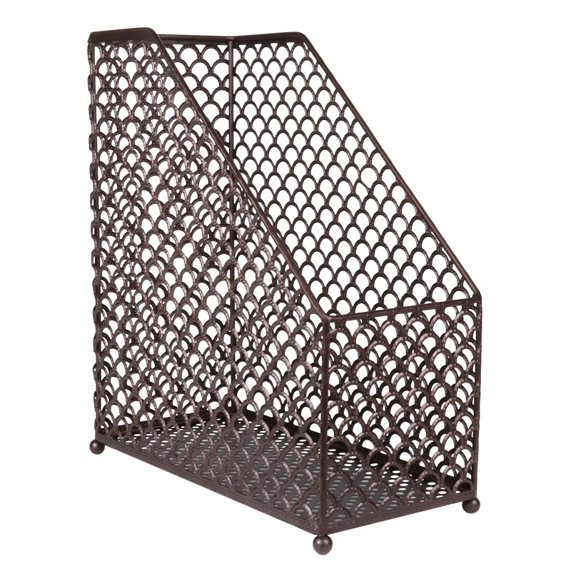 Copper Desk File Holder Single File Holder Stand Magazine Rack Table Magazine Book Organizer