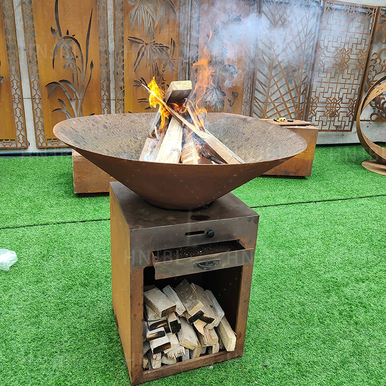 Outdoor beefmaster Brasero BBQ Corten Steel Fire Pit Bowl BBQ Barbecue Grill