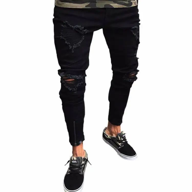 Custom Men Pants Denim Pants Wholesale Breathable Skinny Fitting Streetwear Clothing Patch Denim Low Rise Skinny Jeans