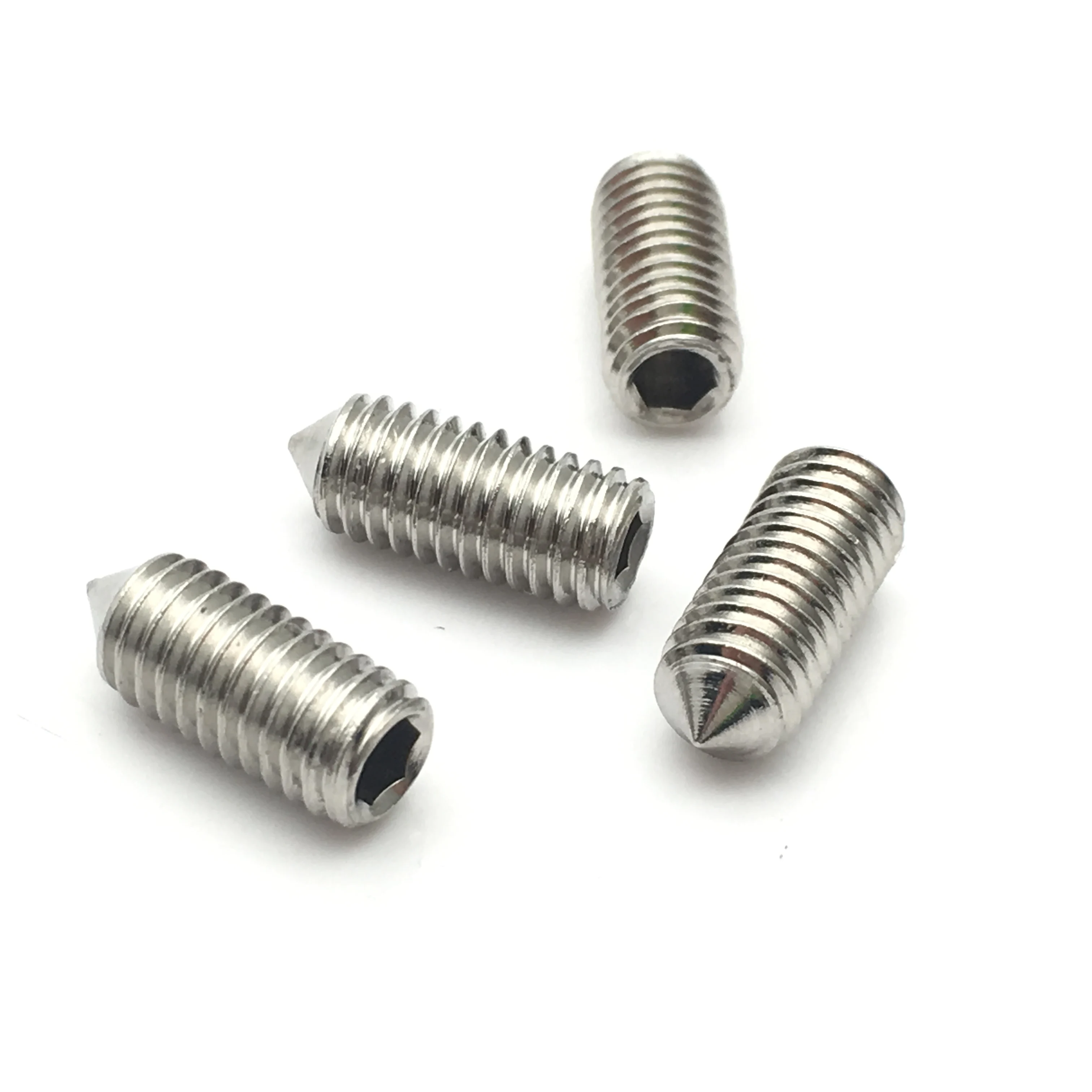 A2 70 A4 Stainless Steel Nylon Patch Hexagon Socket Set Screws with Flat Point/cone Point/cup Point