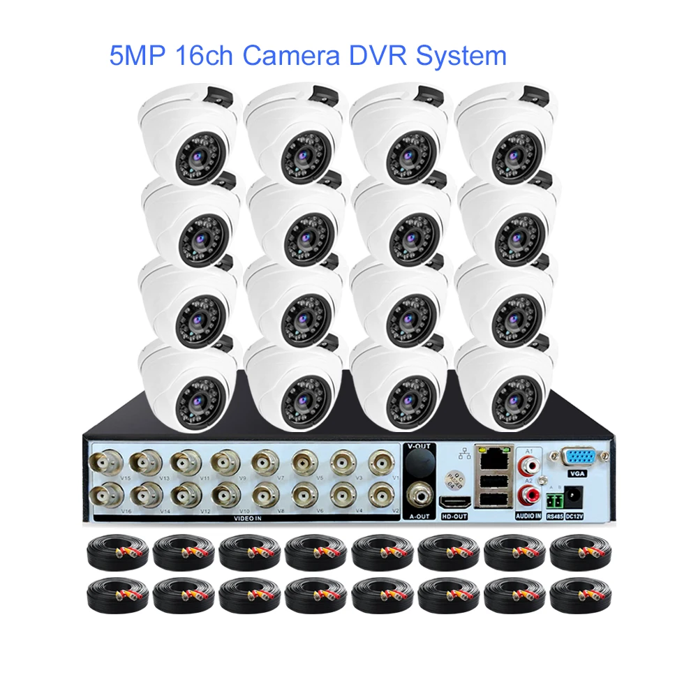 face detection 5MP 8MP 16ch 16 32 channel home surveillance security camera system 4K AHD DVR recorder CCTV camera analog 12 kit