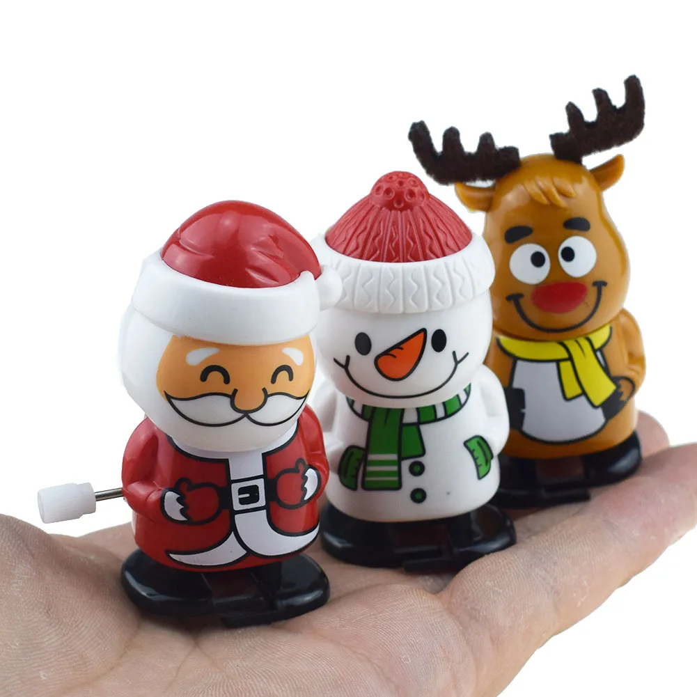 Cute Santa Claus Wind up Toys for Christmas Decoration Kids Funny Clockwork Spring Toys Children Mini Figure Windup Toys