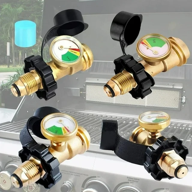 Universal Propane Tank Adapter with Gauge Converts QCC1/Type 1 Propane Tank Gauge Level Indicator for RV Campe, Cylinder