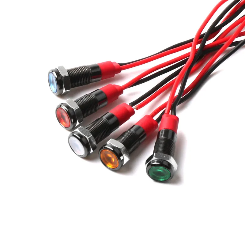 6mm LED metal indicator light black oxide equipment indicator light 3v/6v/12v/24v/110v/220v