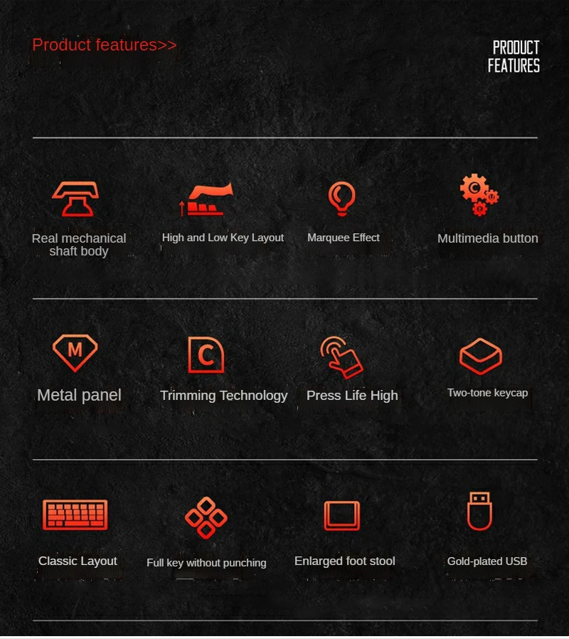 High Quality Popular Our Own Manufacturer In Stock Wired Game Keyboard Black Gaming Keyboard