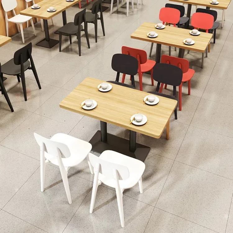 Good quality restaurant commercial table chair solid wood dining tables and PP chairs