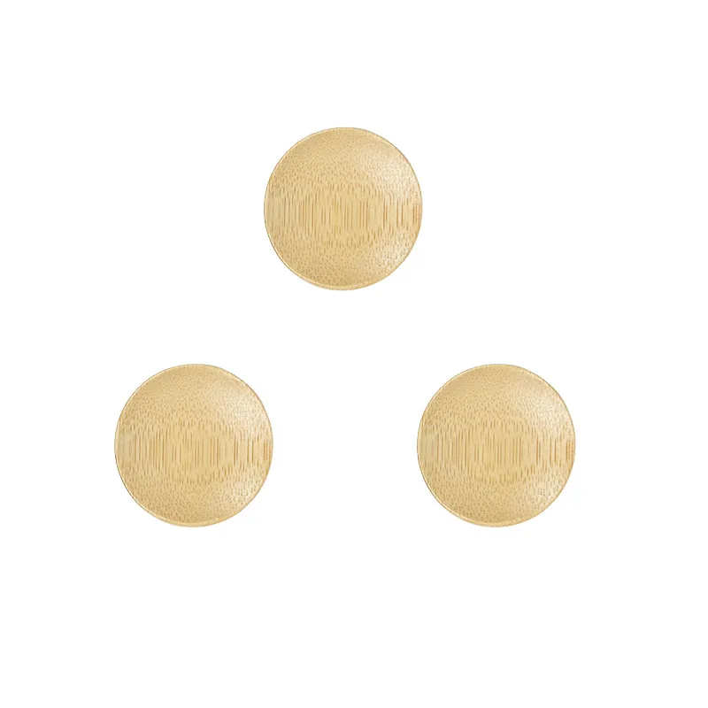 3 pack kitchen condiment mini sushi wood tray round Solid wood disc plate Bamboo wood creative dipping sauce plate