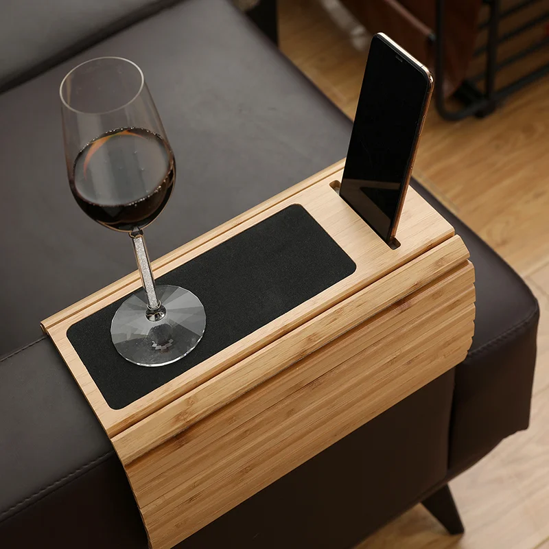 Factory customized  wooden sofa armrest tray Bamboo foldable non-slip