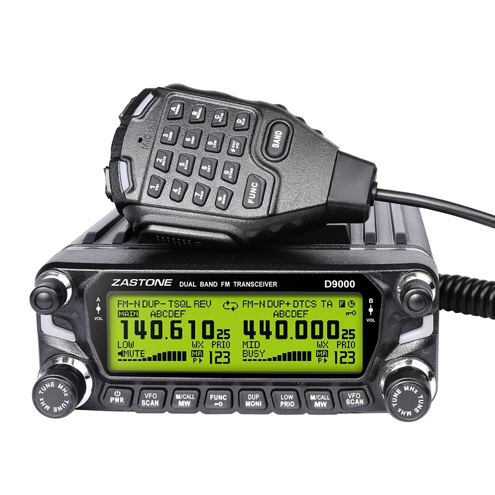 Zastone D9000 Car Walkie Talkie 50W Dual Band Mobile Radio 136-174MHZ 400-520MHZ Aviation Frequency Am Reception Split Panel