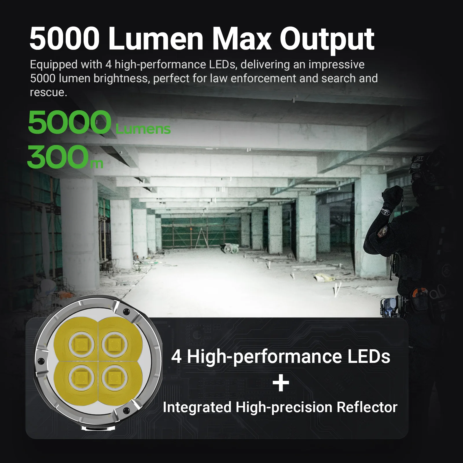 5000 lumen high lumen P91 self defense tactical flashlight One-Step-Strobe High perfomance tactical light defensa personal