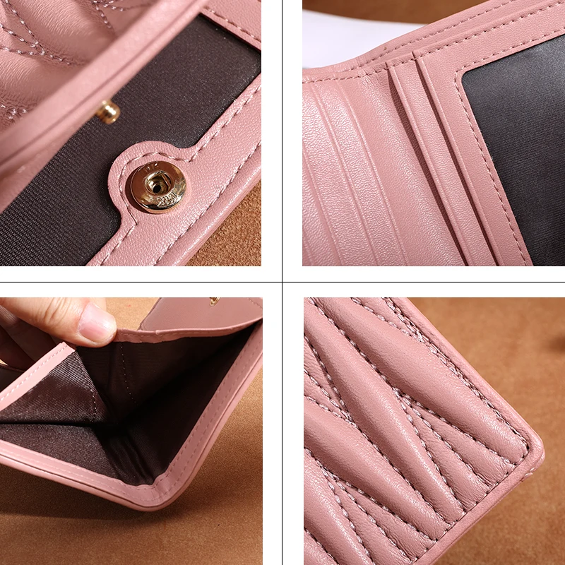 New Minimalist Small Short Cheap Mini Cute Sheepskin Leather Slim Leather Wallets For Woman Ladies Girls Stylish Purses