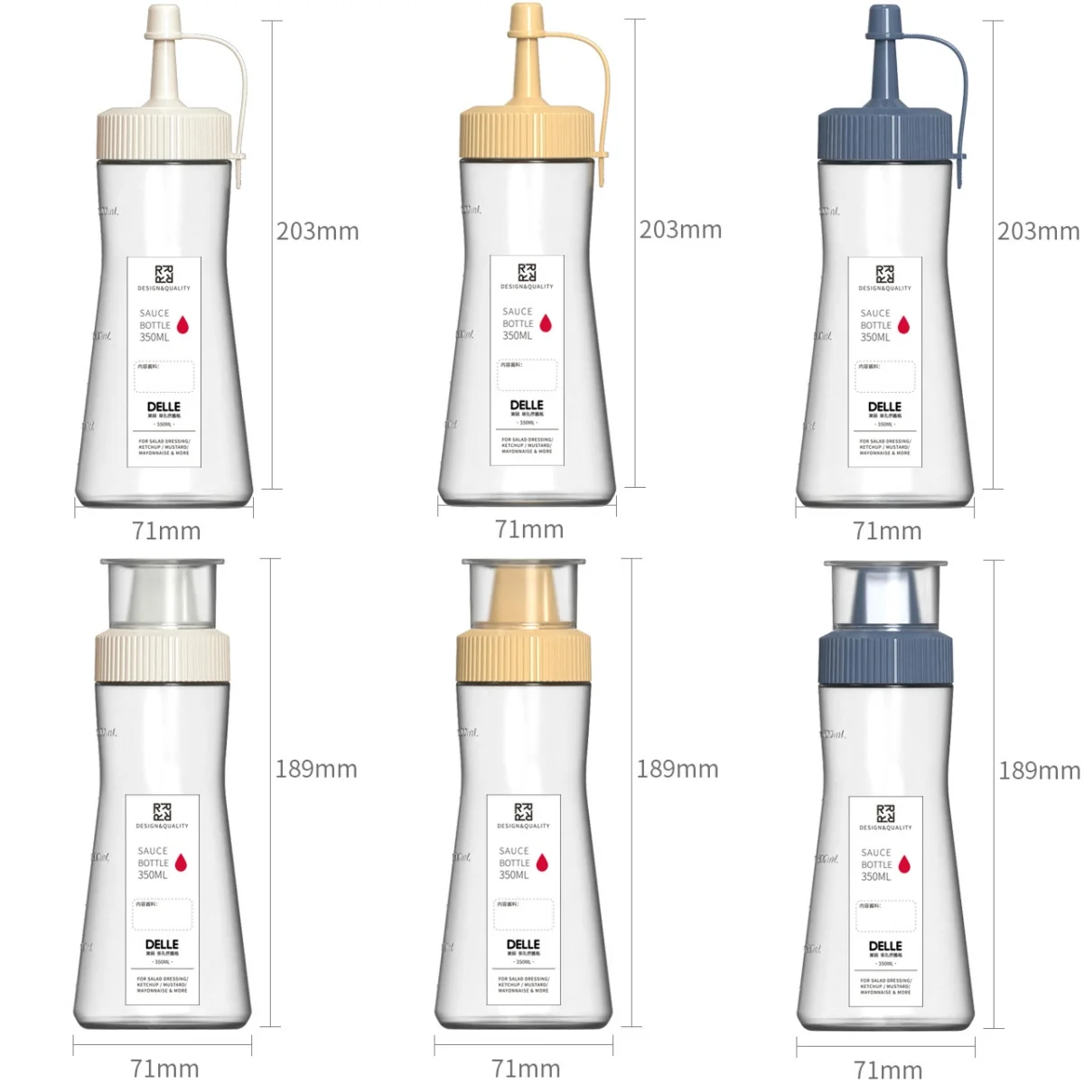 5 Hole 11.8oz 350ml Squeeze Condiment Bottles Nozzles Plastic Ketchup Mustard Sauces Olive Oil Bottle Kitchen Condiment Tool