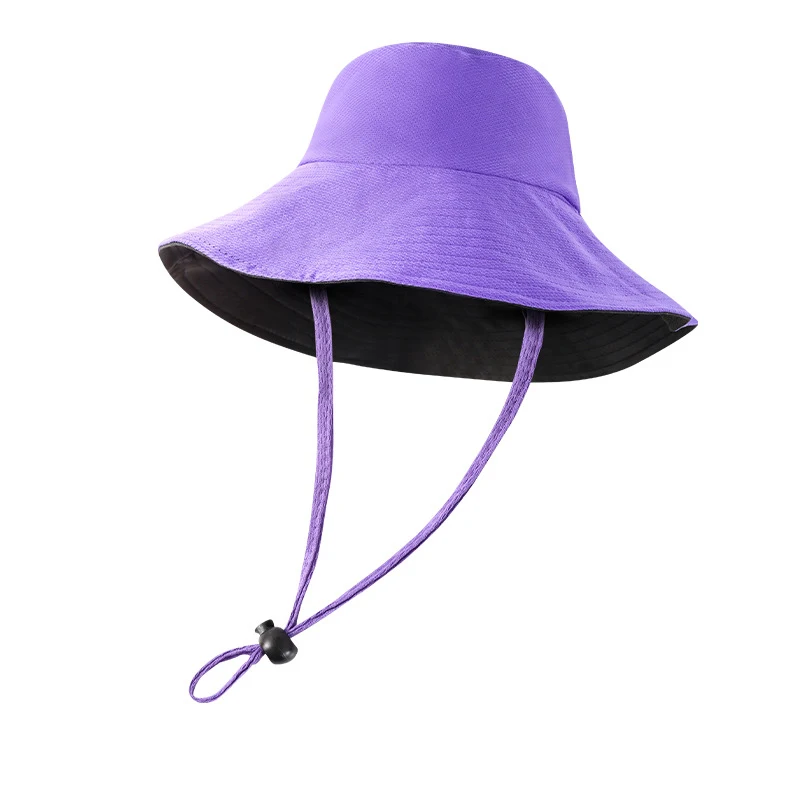 Summer Unisex Polyester Vintage Washable Wide Brim  Bucket Hat for Cycling and Sun Protection
