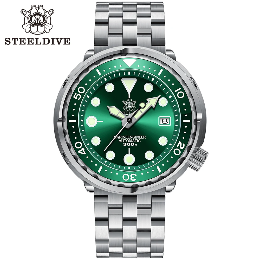 Бирюзовый циферблат! SD1975 STEELDIVE 316L нержавеющая сталь стерильные японские NH35A автоматические часы для дайвинга 30 атм