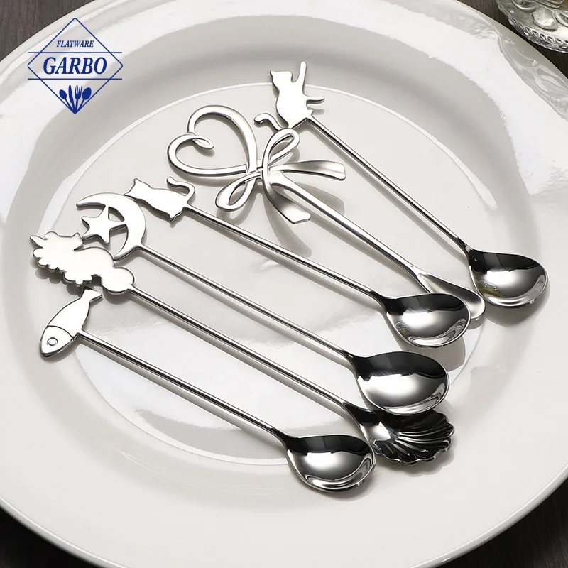 Cartoon silverware set matte vintage custom cutlery 18/10 latte spoon cute tea spoon set for cafe restaurant home party table