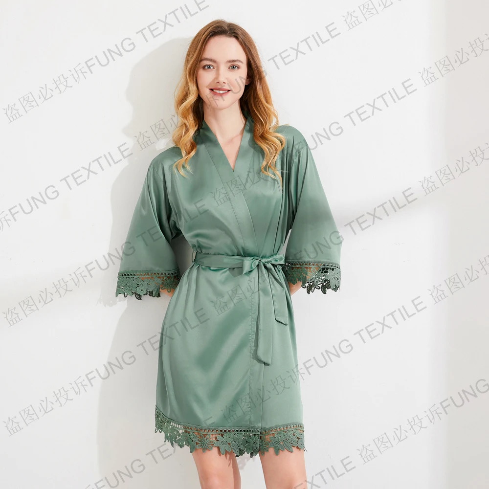 FUNG 3031 Sexy Sleepwear Sex Nighty Silk Pajamas Luxury Adult Satin Robe Set Sexy Sleeve Designer Sleepwear