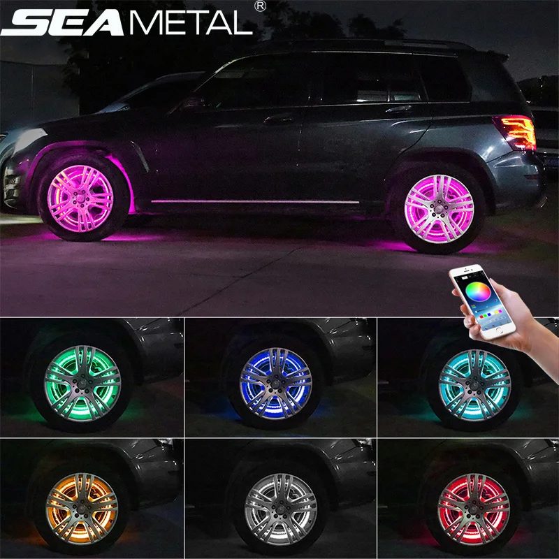 Flexible Waterproof RGB APP Sound Control Car Rim Wheel Hub Led Light
